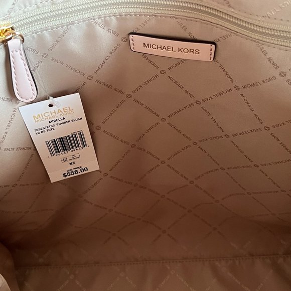 Michael Kors Mirella Large NS Canvas Tote Shoulder Satchel Bag Neutral Pink - Picture 6 of 10